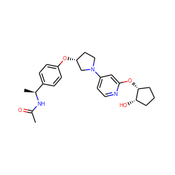 CC(=O)N[C@@H](C)c1ccc(O[C@@H]2CCN(c3ccnc(O[C@@H]4CCC[C@@H]4O)c3)C2)cc1 ZINC000169709814