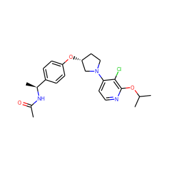 CC(=O)N[C@@H](C)c1ccc(O[C@@H]2CCN(c3ccnc(OC(C)C)c3Cl)C2)cc1 ZINC000169709860