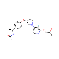 CC(=O)N[C@@H](C)c1ccc(O[C@@H]2CCN(c3ccnc(OC[C@@H](C)O)c3F)C2)cc1 ZINC000169709853