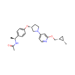 CC(=O)N[C@@H](C)c1ccc(O[C@@H]2CCN(c3ccnc(OC[C@@H]4C[C@@H]4C)c3)C2)cc1 ZINC000169709786