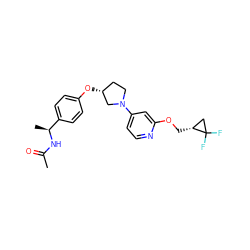 CC(=O)N[C@@H](C)c1ccc(O[C@@H]2CCN(c3ccnc(OC[C@@H]4CC4(F)F)c3)C2)cc1 ZINC000169709184