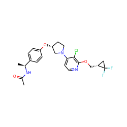 CC(=O)N[C@@H](C)c1ccc(O[C@@H]2CCN(c3ccnc(OC[C@@H]4CC4(F)F)c3Cl)C2)cc1 ZINC000169709848