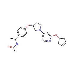 CC(=O)N[C@@H](C)c1ccc(O[C@@H]2CCN(c3ccnc(OC4CC=CC4)c3)C2)cc1 ZINC000169709774