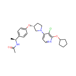 CC(=O)N[C@@H](C)c1ccc(O[C@@H]2CCN(c3ccnc(OC4CCCC4)c3Cl)C2)cc1 ZINC000169709861