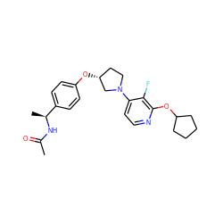 CC(=O)N[C@@H](C)c1ccc(O[C@@H]2CCN(c3ccnc(OC4CCCC4)c3F)C2)cc1 ZINC000169709864