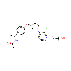 CC(=O)N[C@@H](C)c1ccc(O[C@@H]2CCN(c3ccnc(OCC(C)(C)O)c3Cl)C2)cc1 ZINC000169709868