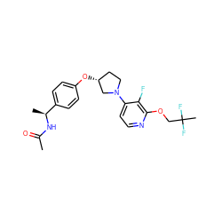 CC(=O)N[C@@H](C)c1ccc(O[C@@H]2CCN(c3ccnc(OCC(C)(F)F)c3F)C2)cc1 ZINC000169709865