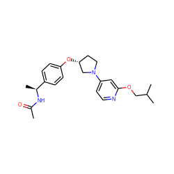 CC(=O)N[C@@H](C)c1ccc(O[C@@H]2CCN(c3ccnc(OCC(C)C)c3)C2)cc1 ZINC000169709763