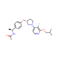 CC(=O)N[C@@H](C)c1ccc(O[C@@H]2CCN(c3ccnc(OCC(C)C)c3F)C2)cc1 ZINC000169709820