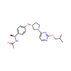 CC(=O)N[C@@H](C)c1ccc(O[C@@H]2CCN(c3ccnc(OCC(C)C)n3)C2)cc1 ZINC000261185757