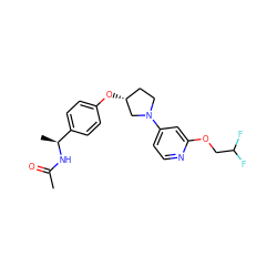 CC(=O)N[C@@H](C)c1ccc(O[C@@H]2CCN(c3ccnc(OCC(F)F)c3)C2)cc1 ZINC000169709799