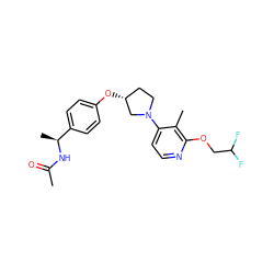 CC(=O)N[C@@H](C)c1ccc(O[C@@H]2CCN(c3ccnc(OCC(F)F)c3C)C2)cc1 ZINC000169709826