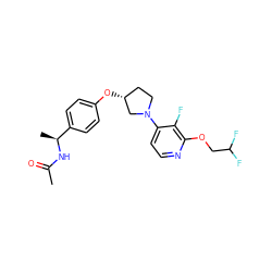 CC(=O)N[C@@H](C)c1ccc(O[C@@H]2CCN(c3ccnc(OCC(F)F)c3F)C2)cc1 ZINC000169709823