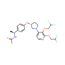 CC(=O)N[C@@H](C)c1ccc(O[C@@H]2CCN(c3ccnc(OCC(F)F)c3OCC(F)F)C2)cc1 ZINC000169709843