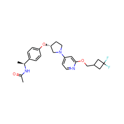 CC(=O)N[C@@H](C)c1ccc(O[C@@H]2CCN(c3ccnc(OCC4CC(F)(F)C4)c3)C2)cc1 ZINC000169709835