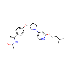 CC(=O)N[C@@H](C)c1ccc(O[C@@H]2CCN(c3ccnc(OCCC(C)C)c3)C2)cc1 ZINC000169709802