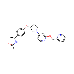 CC(=O)N[C@@H](C)c1ccc(O[C@@H]2CCN(c3ccnc(OCc4ccccn4)c3)C2)cc1 ZINC000169709801