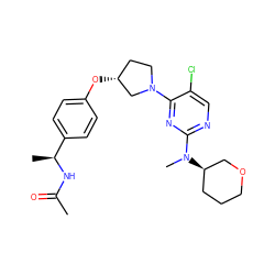 CC(=O)N[C@@H](C)c1ccc(O[C@@H]2CCN(c3nc(N(C)[C@@H]4CCCOC4)ncc3Cl)C2)cc1 ZINC000261164065