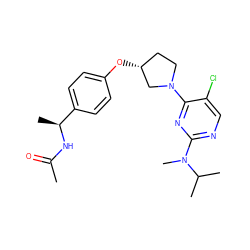 CC(=O)N[C@@H](C)c1ccc(O[C@@H]2CCN(c3nc(N(C)C(C)C)ncc3Cl)C2)cc1 ZINC000261082466