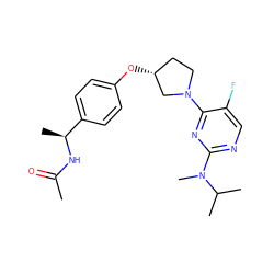 CC(=O)N[C@@H](C)c1ccc(O[C@@H]2CCN(c3nc(N(C)C(C)C)ncc3F)C2)cc1 ZINC000261117215