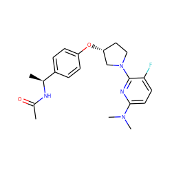 CC(=O)N[C@@H](C)c1ccc(O[C@@H]2CCN(c3nc(N(C)C)ccc3F)C2)cc1 ZINC000169709890