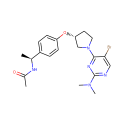 CC(=O)N[C@@H](C)c1ccc(O[C@@H]2CCN(c3nc(N(C)C)ncc3Br)C2)cc1 ZINC000261133205