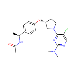 CC(=O)N[C@@H](C)c1ccc(O[C@@H]2CCN(c3nc(N(C)C)ncc3Cl)C2)cc1 ZINC000261155340