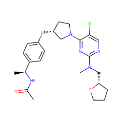 CC(=O)N[C@@H](C)c1ccc(O[C@@H]2CCN(c3nc(N(C)C[C@@H]4CCCO4)ncc3Cl)C2)cc1 ZINC000261178033