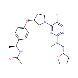 CC(=O)N[C@@H](C)c1ccc(O[C@@H]2CCN(c3nc(N(C)C[C@@H]4CCCO4)ncc3F)C2)cc1 ZINC000261182328