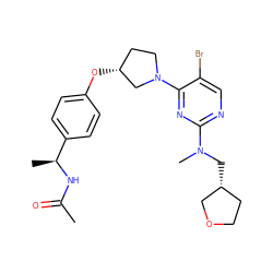 CC(=O)N[C@@H](C)c1ccc(O[C@@H]2CCN(c3nc(N(C)C[C@@H]4CCOC4)ncc3Br)C2)cc1 ZINC000261167847