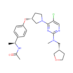 CC(=O)N[C@@H](C)c1ccc(O[C@@H]2CCN(c3nc(N(C)C[C@@H]4CCOC4)ncc3Cl)C2)cc1 ZINC000261072205