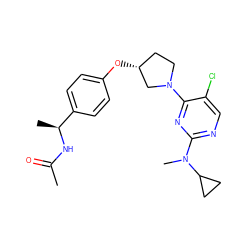 CC(=O)N[C@@H](C)c1ccc(O[C@@H]2CCN(c3nc(N(C)C4CC4)ncc3Cl)C2)cc1 ZINC000261141570