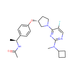 CC(=O)N[C@@H](C)c1ccc(O[C@@H]2CCN(c3nc(N(C)C4CCC4)ncc3F)C2)cc1 ZINC000261148332