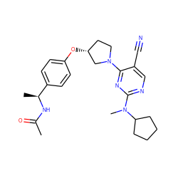 CC(=O)N[C@@H](C)c1ccc(O[C@@H]2CCN(c3nc(N(C)C4CCCC4)ncc3C#N)C2)cc1 ZINC000261141649