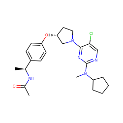 CC(=O)N[C@@H](C)c1ccc(O[C@@H]2CCN(c3nc(N(C)C4CCCC4)ncc3Cl)C2)cc1 ZINC000261176641