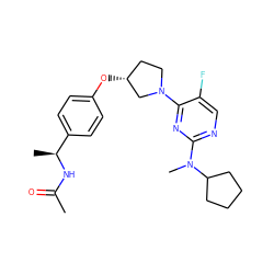 CC(=O)N[C@@H](C)c1ccc(O[C@@H]2CCN(c3nc(N(C)C4CCCC4)ncc3F)C2)cc1 ZINC000261070986