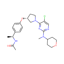 CC(=O)N[C@@H](C)c1ccc(O[C@@H]2CCN(c3nc(N(C)C4CCOCC4)ncc3Cl)C2)cc1 ZINC000261083609