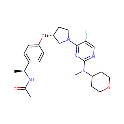 CC(=O)N[C@@H](C)c1ccc(O[C@@H]2CCN(c3nc(N(C)C4CCOCC4)ncc3F)C2)cc1 ZINC000261186344