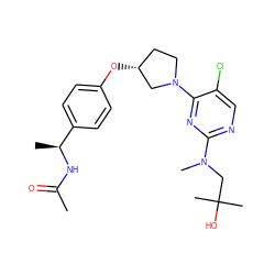 CC(=O)N[C@@H](C)c1ccc(O[C@@H]2CCN(c3nc(N(C)CC(C)(C)O)ncc3Cl)C2)cc1 ZINC000261075947