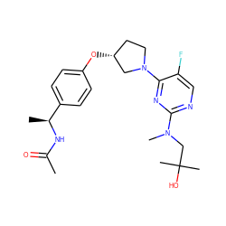 CC(=O)N[C@@H](C)c1ccc(O[C@@H]2CCN(c3nc(N(C)CC(C)(C)O)ncc3F)C2)cc1 ZINC000261158109