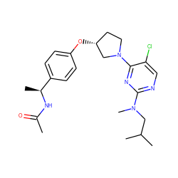 CC(=O)N[C@@H](C)c1ccc(O[C@@H]2CCN(c3nc(N(C)CC(C)C)ncc3Cl)C2)cc1 ZINC000261117200