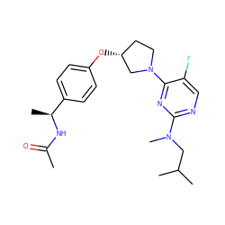 CC(=O)N[C@@H](C)c1ccc(O[C@@H]2CCN(c3nc(N(C)CC(C)C)ncc3F)C2)cc1 ZINC000261138255