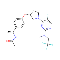 CC(=O)N[C@@H](C)c1ccc(O[C@@H]2CCN(c3nc(N(C)CC(F)(F)F)ncc3F)C2)cc1 ZINC000261127557