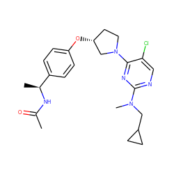 CC(=O)N[C@@H](C)c1ccc(O[C@@H]2CCN(c3nc(N(C)CC4CC4)ncc3Cl)C2)cc1 ZINC000261088757