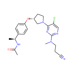 CC(=O)N[C@@H](C)c1ccc(O[C@@H]2CCN(c3nc(N(C)CCC#N)ncc3Cl)C2)cc1 ZINC000261160562