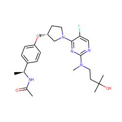 CC(=O)N[C@@H](C)c1ccc(O[C@@H]2CCN(c3nc(N(C)CCC(C)(C)O)ncc3F)C2)cc1 ZINC000261070903