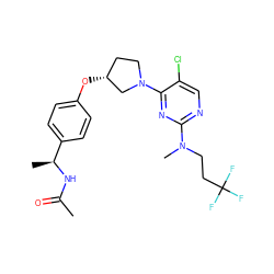 CC(=O)N[C@@H](C)c1ccc(O[C@@H]2CCN(c3nc(N(C)CCC(F)(F)F)ncc3Cl)C2)cc1 ZINC000261188656