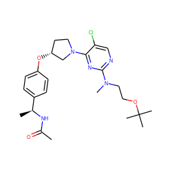 CC(=O)N[C@@H](C)c1ccc(O[C@@H]2CCN(c3nc(N(C)CCOC(C)(C)C)ncc3Cl)C2)cc1 ZINC000261138911