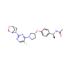 CC(=O)N[C@@H](C)c1ccc(O[C@@H]2CCN(c3nc(N4C[C@@H]5C[C@H]4CO5)ncc3F)C2)cc1 ZINC000261110763