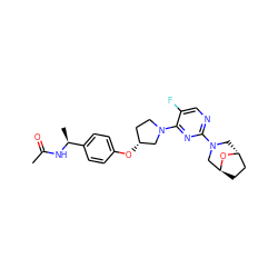 CC(=O)N[C@@H](C)c1ccc(O[C@@H]2CCN(c3nc(N4C[C@@H]5CC[C@@H](C4)O5)ncc3F)C2)cc1 ZINC000261191752